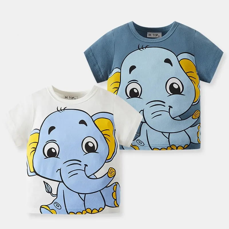 Children's Half Sleeve Cartoon Elephant Pattern Boy