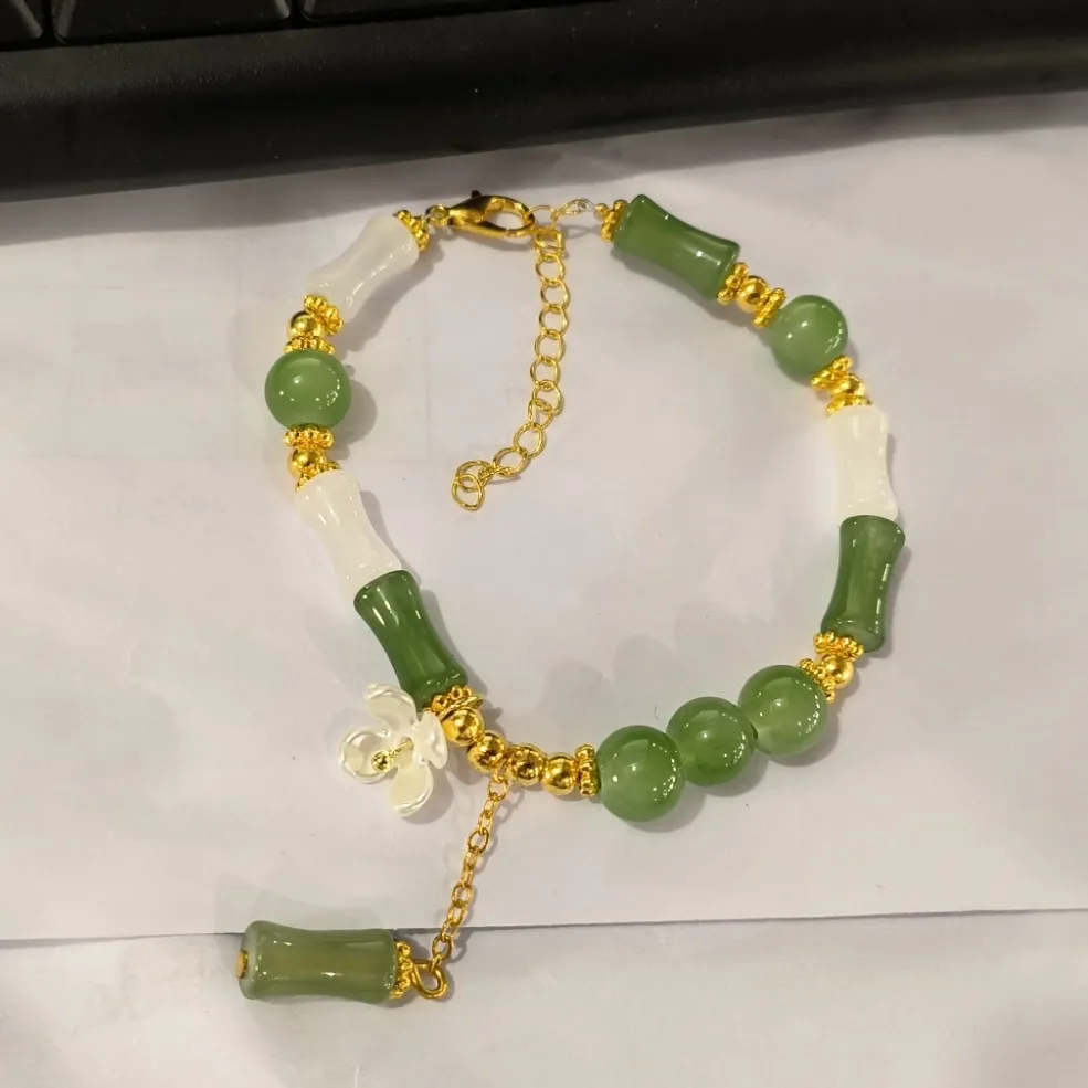 New Chinese-style Flower Embellishment Bracelet For Women, National Style Bamboo Segment Bracelet