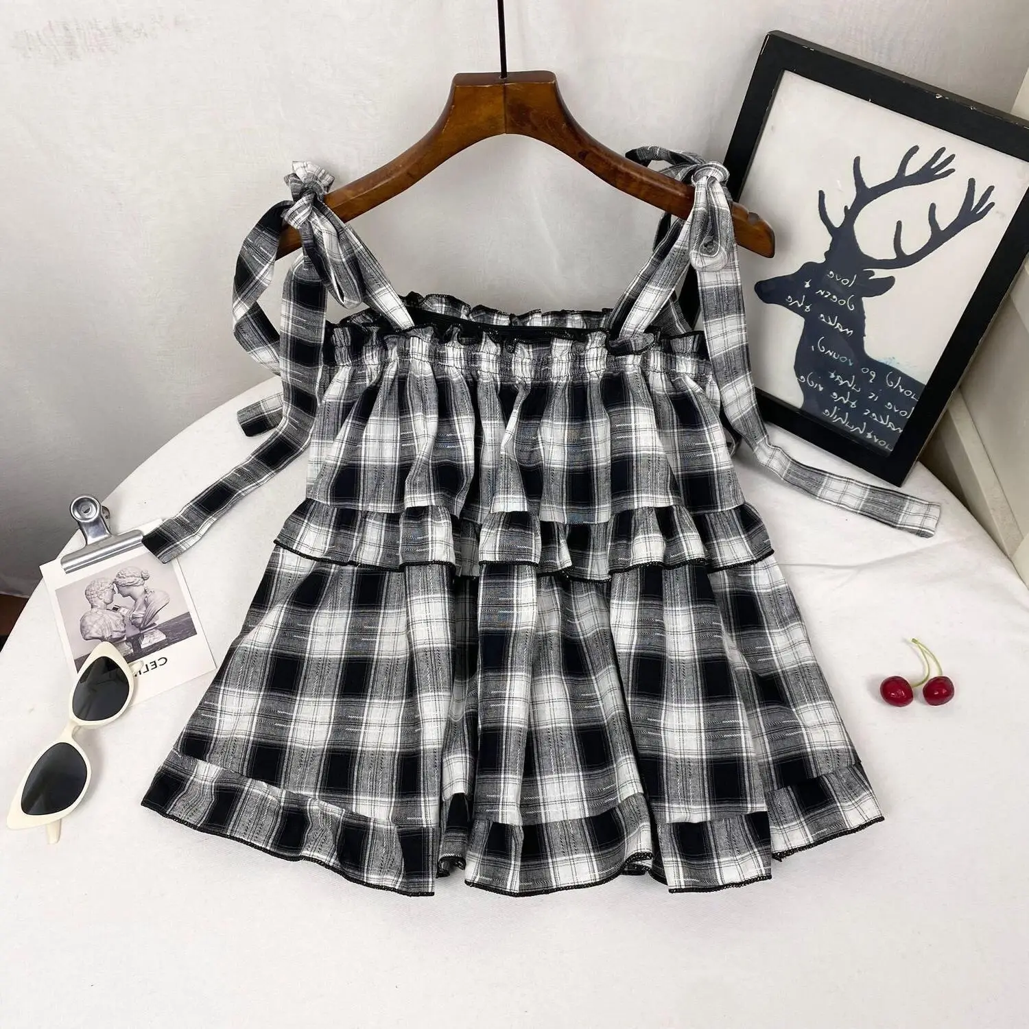 Sweet Girl Summer New Western Style Youthful-looking Ruffle Sleeveless Vest Women's Top