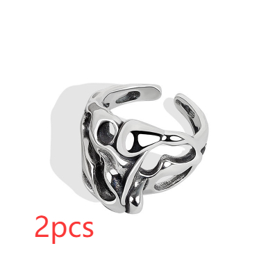 Retro Distressed Hip-hop Punk Style Skull Texture Ring Female