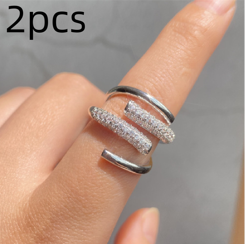 Geometric Copper Inlaid Zircon Women's Ring