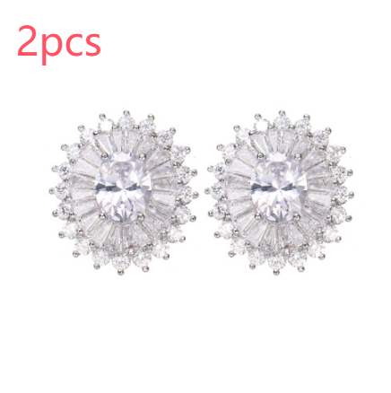 Huitan Eternity Cubic Zirconia Flower Stud Earrings For Women High Quality Wedding