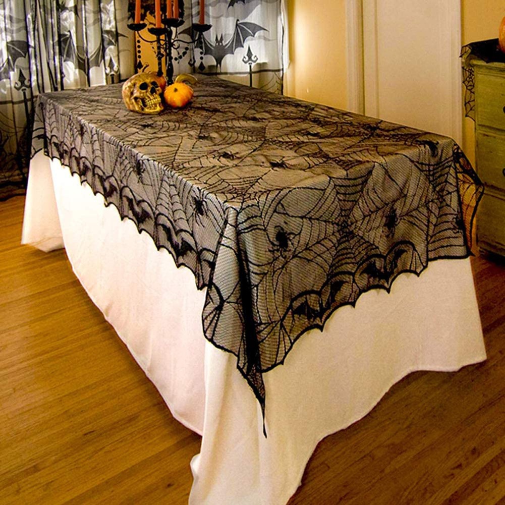 Black Lace Combination Spider Web Tablecloth