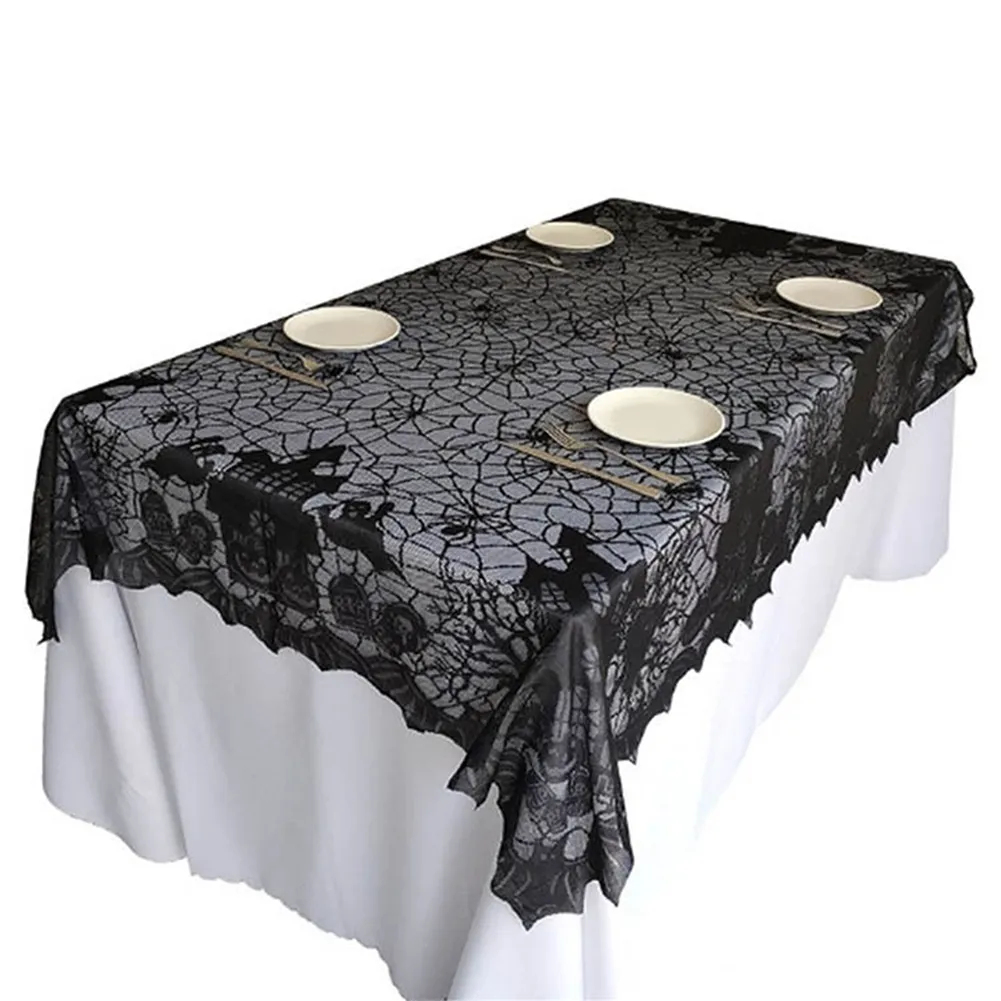 Black Lace Combination Spider Web Tablecloth - Castle Tablecloth 135X175Cm