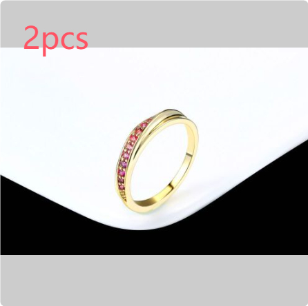 Korean version of the popular single row diamond jewelry micro inlaid zircon rose gold women's ring