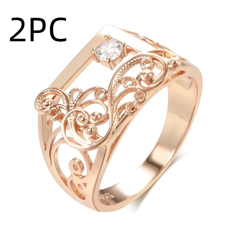 Natural Zircon Women's Rose Gold Vintage Ring