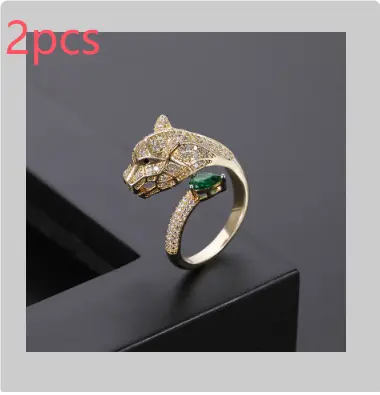 Leopard head micro-set gold ring