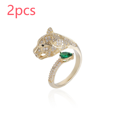 Leopard head micro-set gold ring