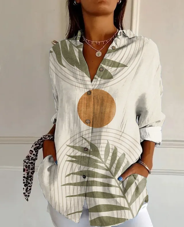 Striped Long sleeved Shirt Women's Rainbow Cardigan Contrast Color Coat Lapel Style 4 - Shop at LoveMi