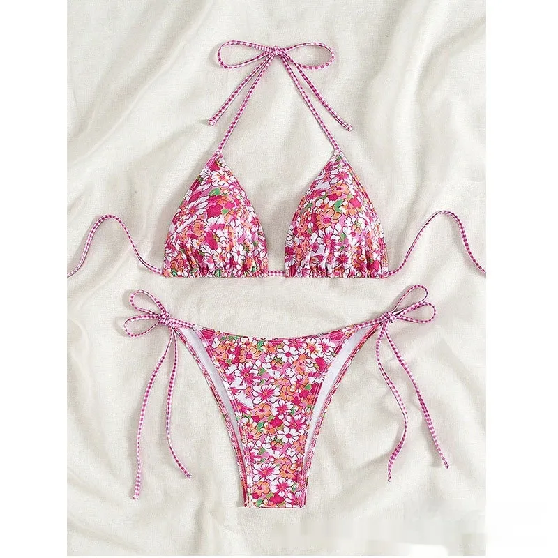 Female Creative Minimally Printed Split Bikini Set - Floral