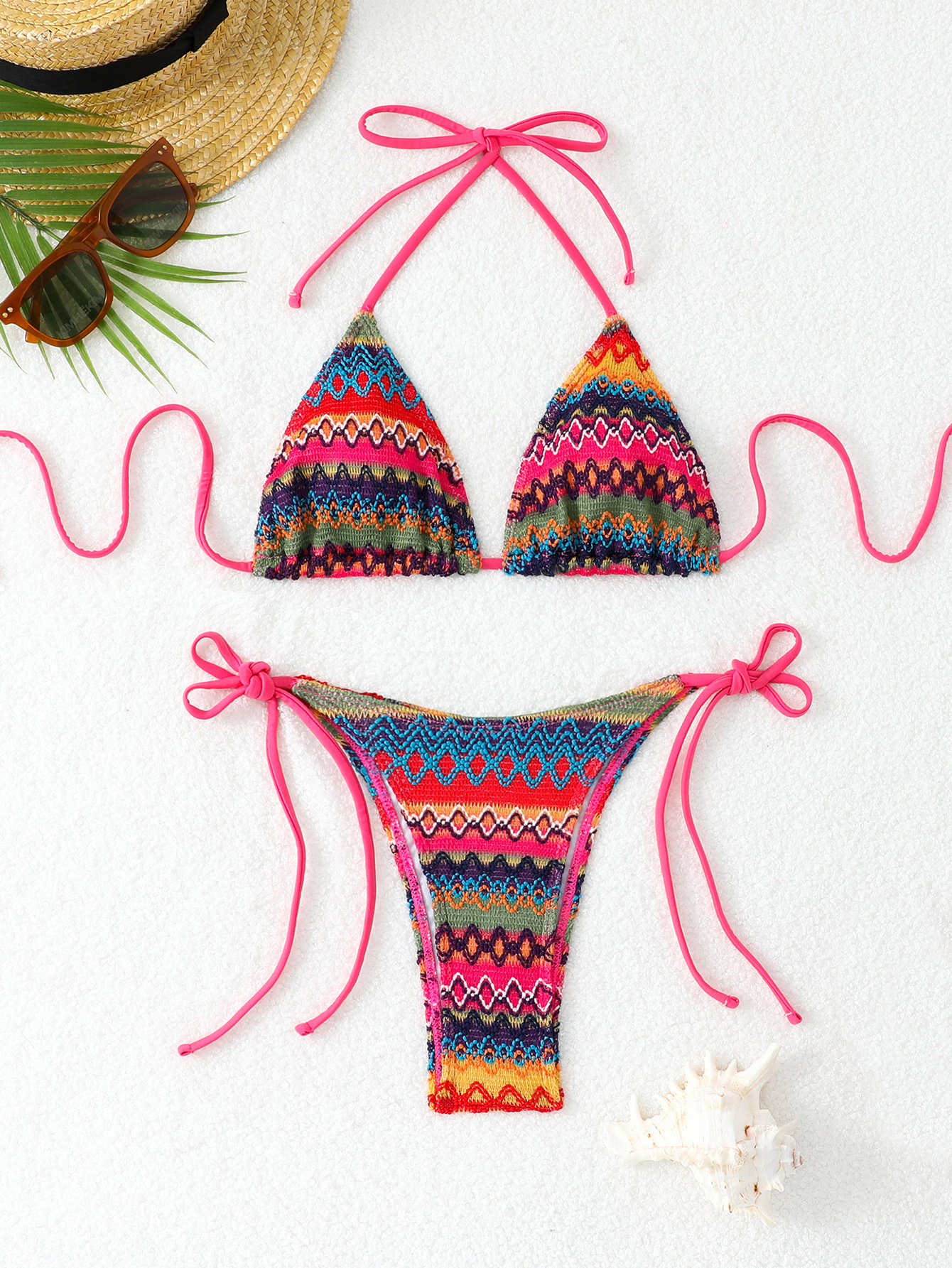 Zig Zag Triangle Tie Bikini Set