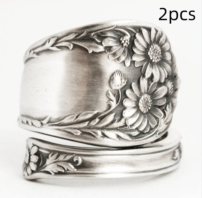 Retro Brushed Craftsmanship Three-leaf Tree Of Life Ring