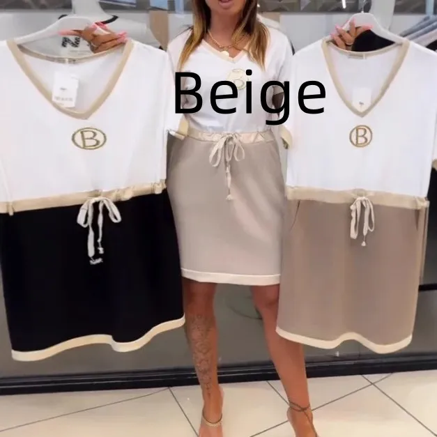 Women's Summer Lightweight Short Sleeve Dress Beige - Shop at LoveMi