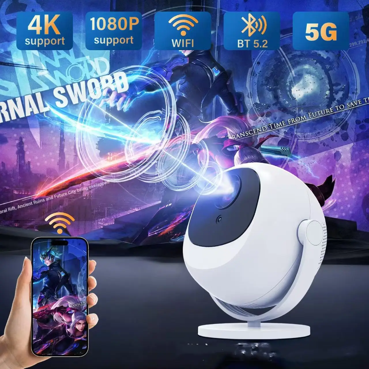 Smart Projector Android 11 Electric Focus Bluetooth