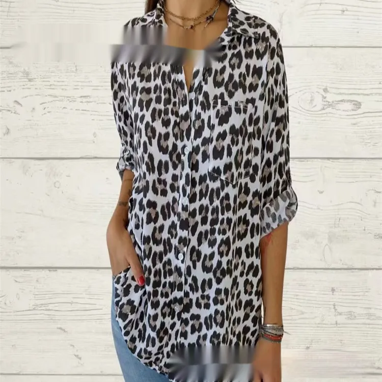 Shirt Mid-sleeve Fashion Casual Polo Collar Women's Shirt - White