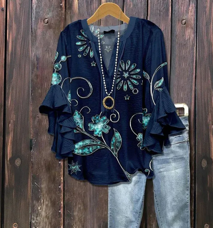 Element Printing Digital Printing Women's Top - Hbtxsx4772-6Xl