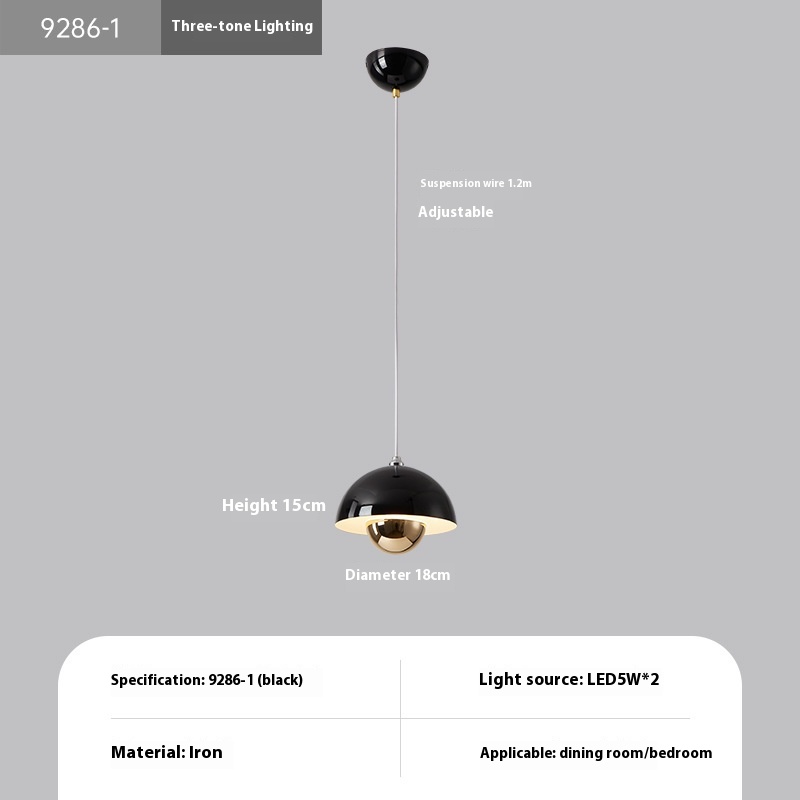 Minimalist High Sense Creative Personality Cozy Restaurant Bar Small Droplight – Black