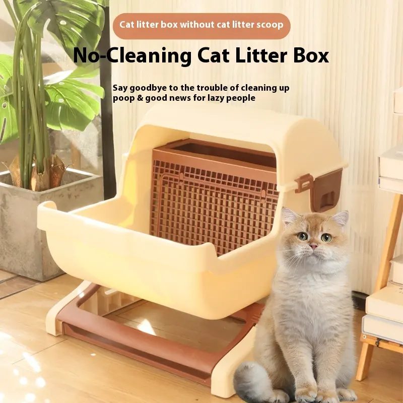 Open Tilting Cat Toilet Extra Large Semi-automatic