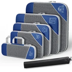 Travel Storage Bag Suit Luggage Organizing Portable With Net Compression Portable - Navy Blue Six Piece Set - View 1