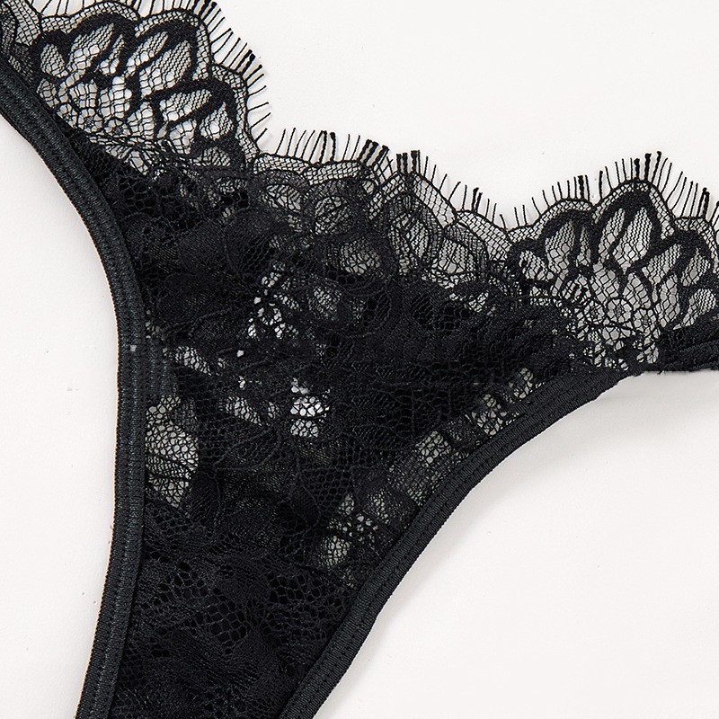 Black Mesh Bra Anti-sagging Lace Sexy Lingerie Set Women