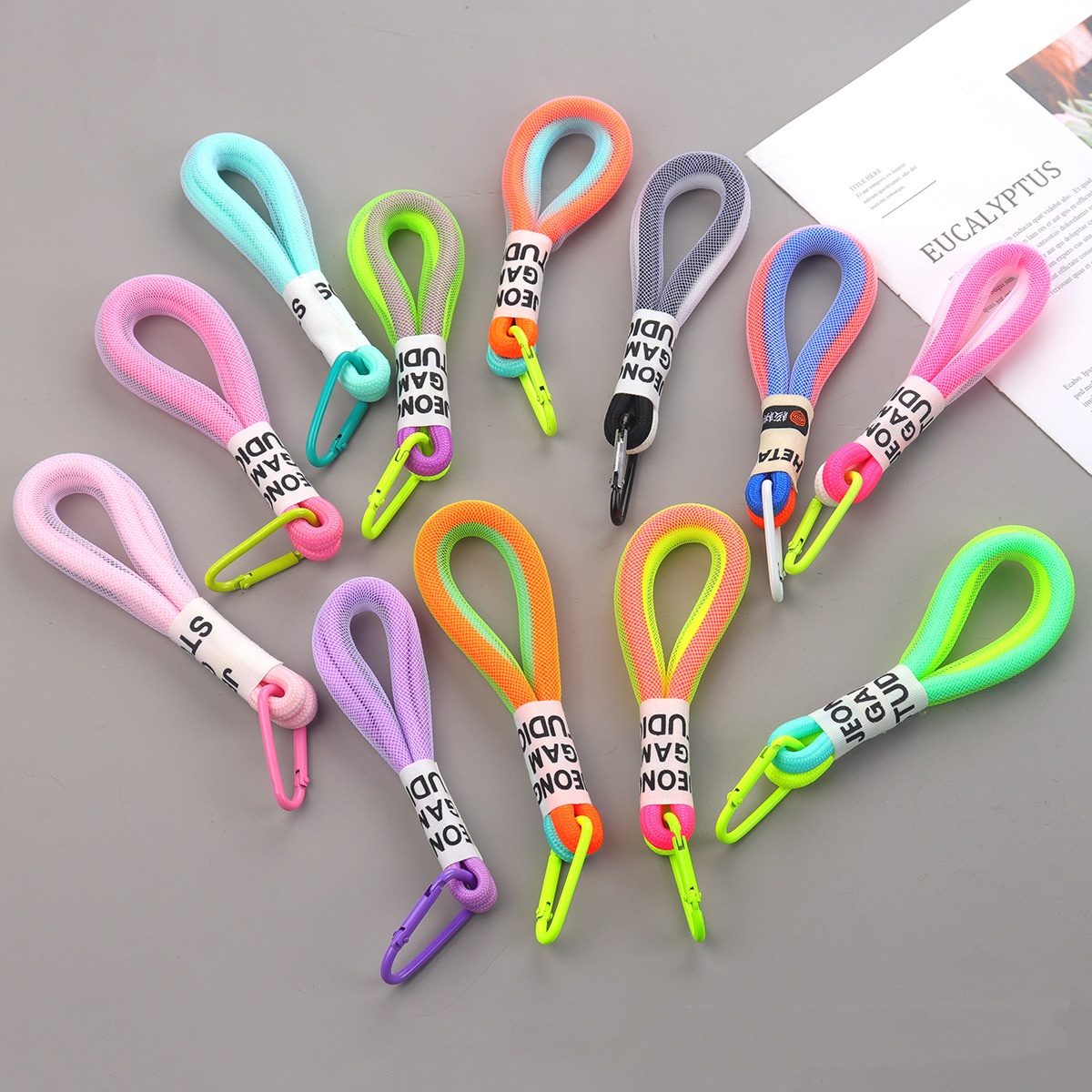 Two-color Matching Personality Good-looking Mobile Phone Lanyard Umbrella Cover Pendant Mesh Keychain