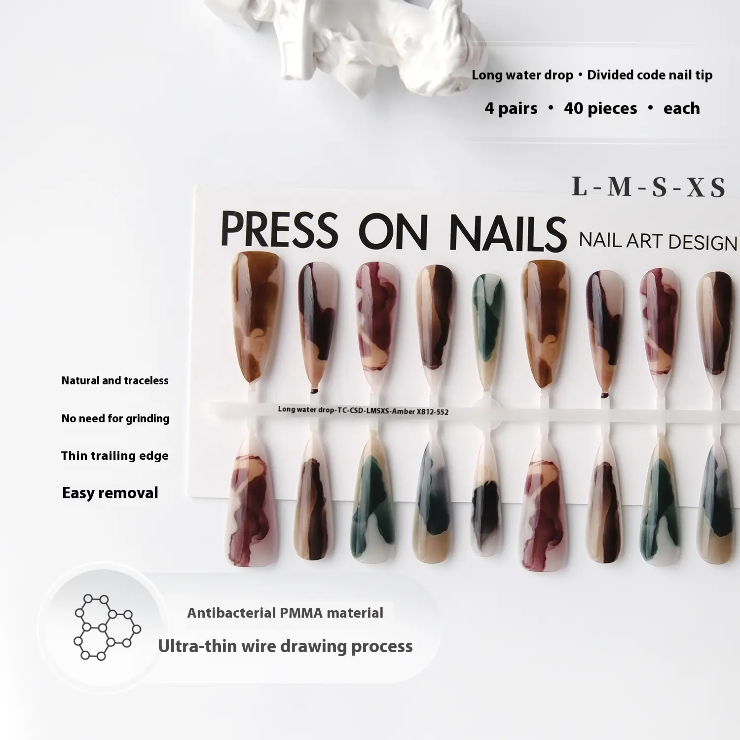 Caramel Blooming Ancient Style Wear Long Tip Manicure