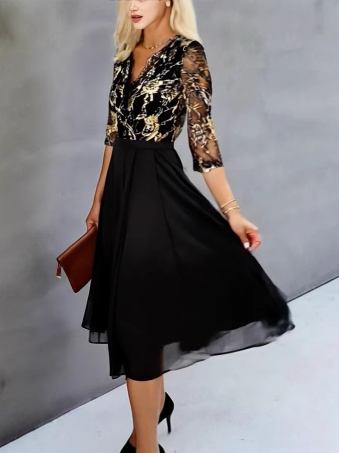 Chiffon Floral Dress Fashion High Sense