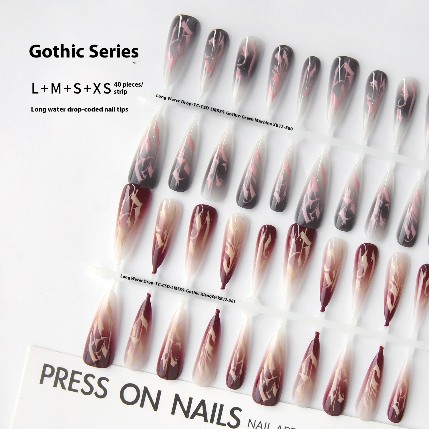 European And American Y2g Antique Ins Style Manicure Long Water Drops Frosted