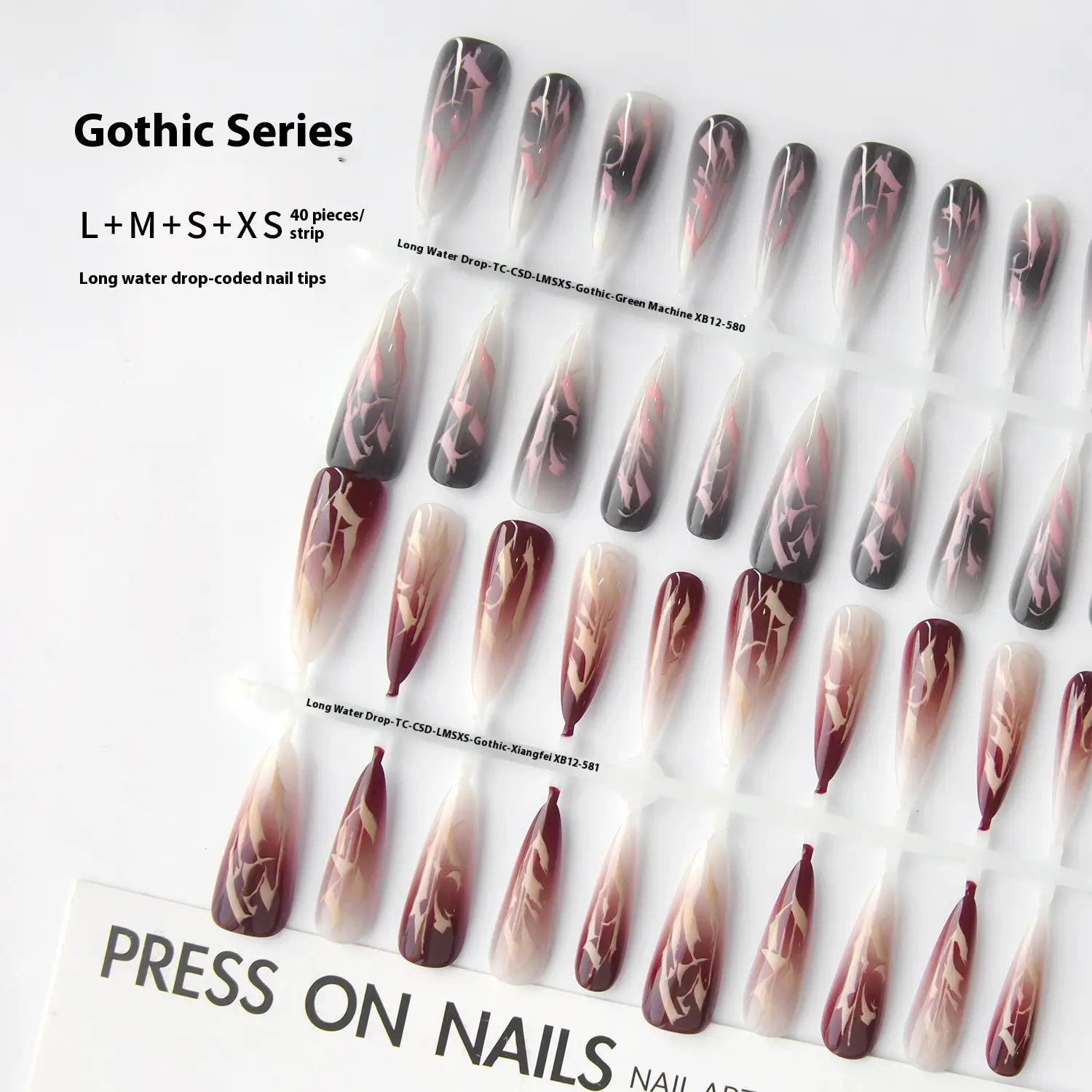 European And American Y2g Antique Ins Style Manicure Long Water Drops Frosted