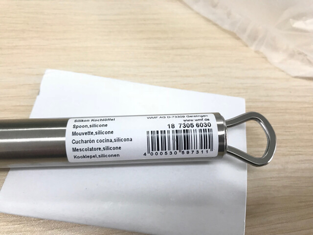 ملعقة سيليكون مقاومة للحرارة عالية مع مقبض من الفولاذ المقاوم للصدأ لمقلاة غير لاصقة بمينا