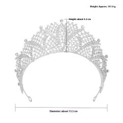 European And American Zircon Full Diamond Alloy Crown Headband - Silver White Diamond Model - View 1