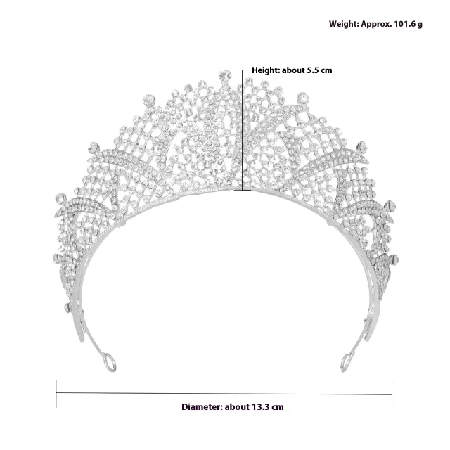European And American Zircon Full Diamond Alloy Crown Headband Silver White Diamond Model - Shop at LoveMi