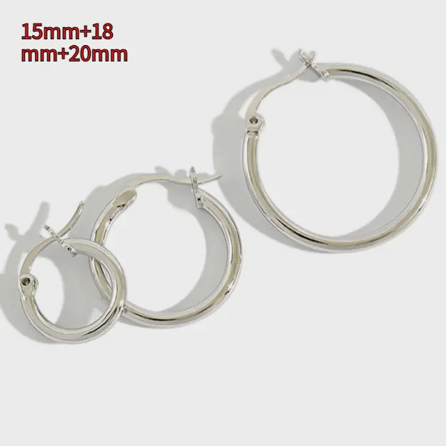 925 Sterling Silver Plain Hoop Earrings