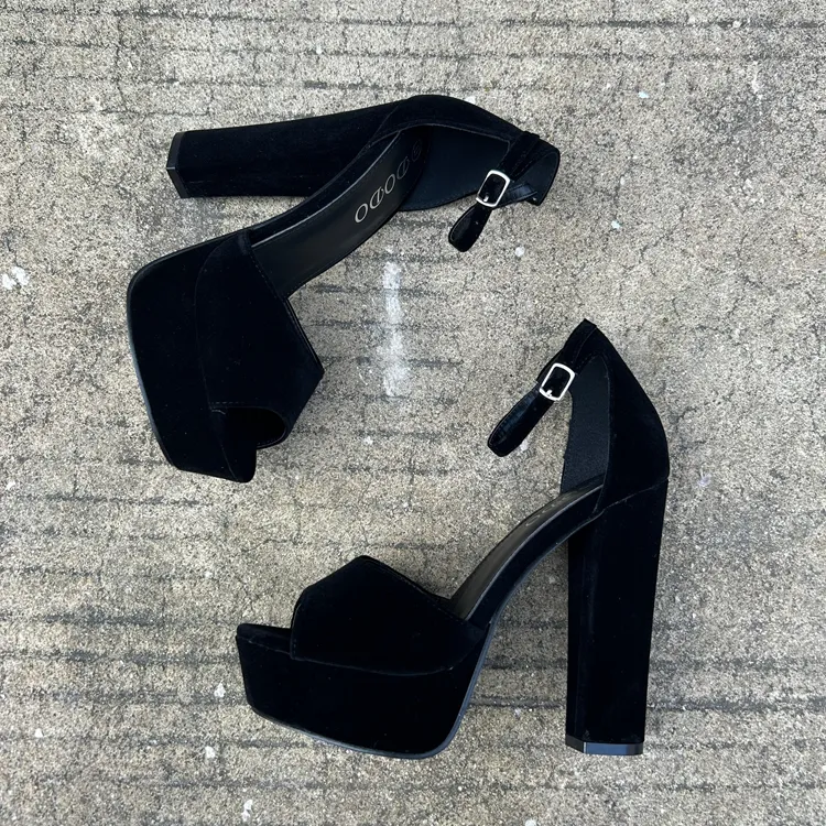 13CM Super High Runway Women's Shoes Chunky Heel Waterproof Platform Sandals - Black