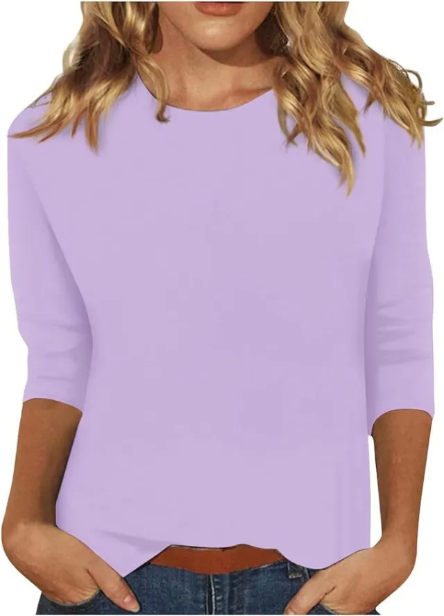 Women's Top Three quarter Sleeve Slim Fit Purple - Shop at LoveMi