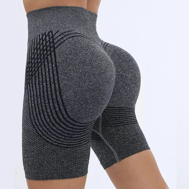 Line Hip Lifting Sport Women's High Waist Stretch Leggings Shorts In Linen Gray - Shop at LoveMi