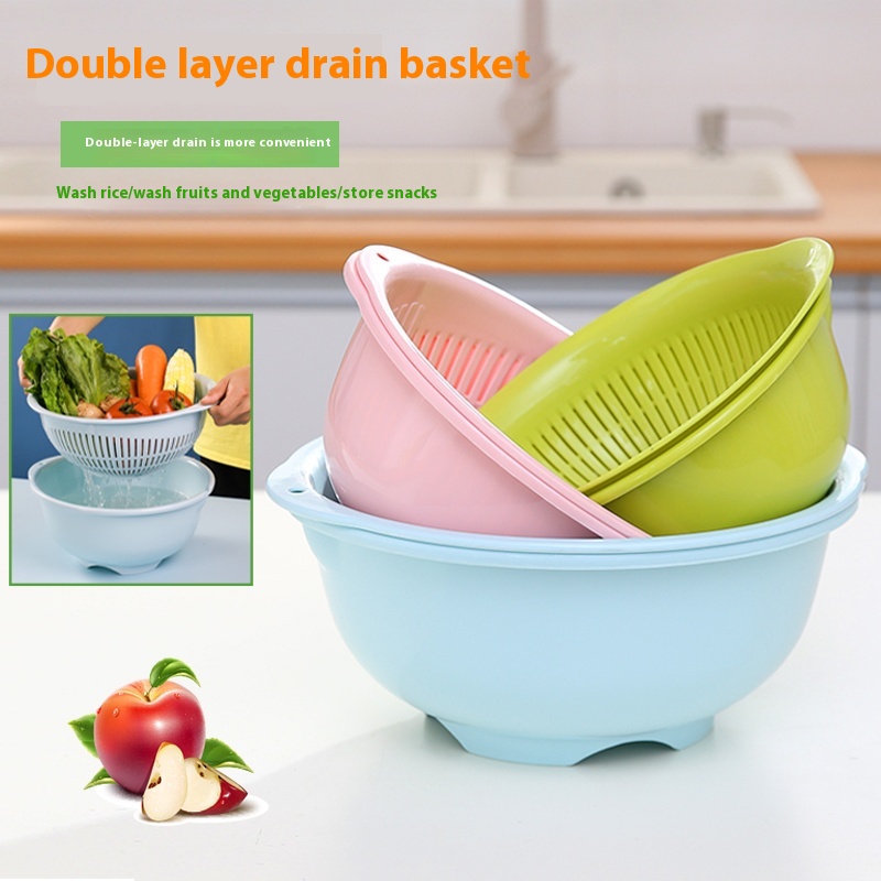 Creative Drain Basket Kitchen Double-layer Vegetable Washing Basket