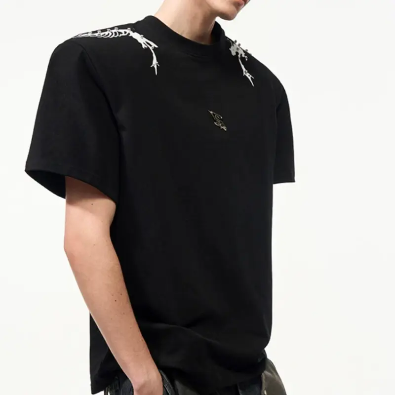 Rivet Backbone Spirit Snake Padded Shoulder Short Sleeve