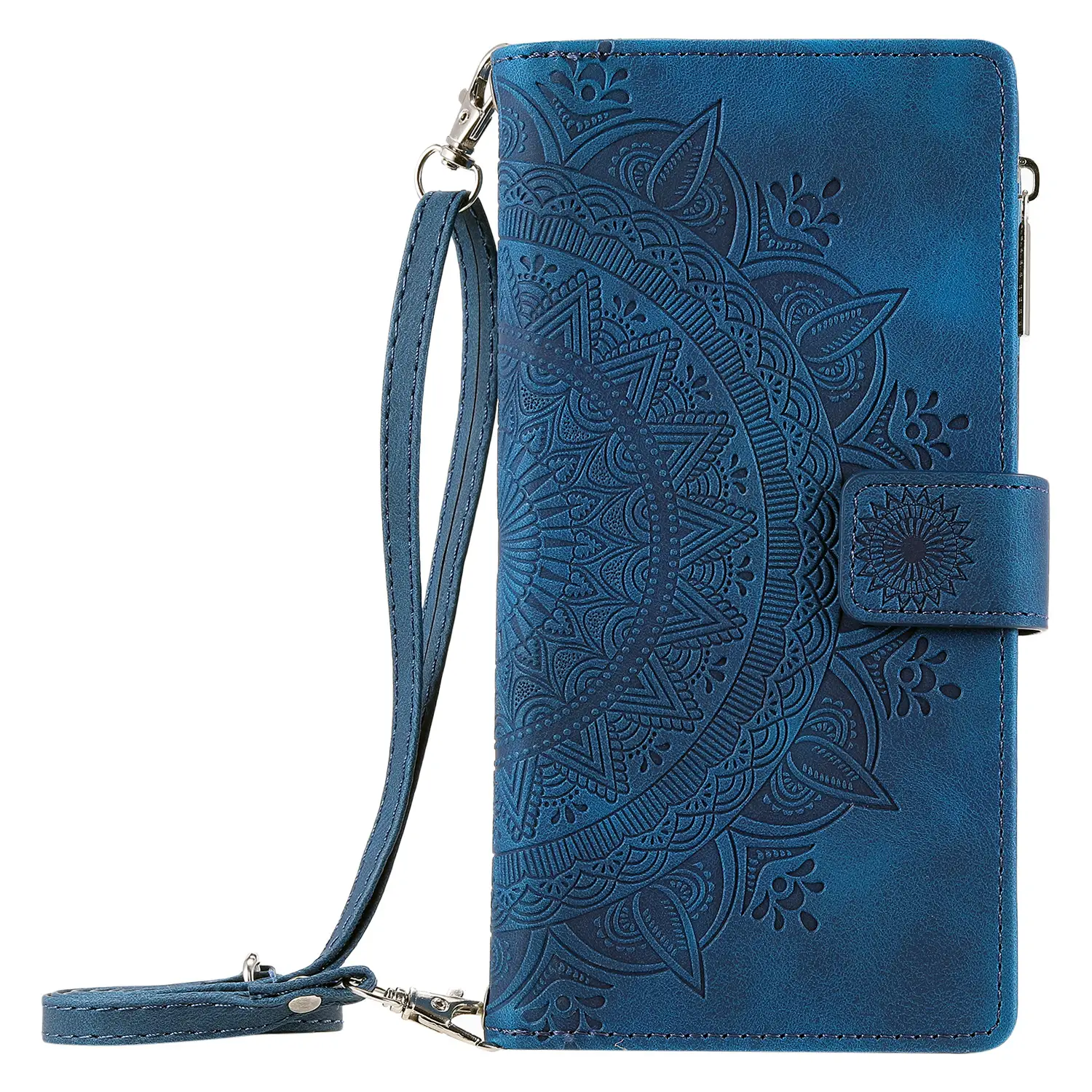 Multi-card Embossed Totem Leather Card Zipper Bag Phone Case