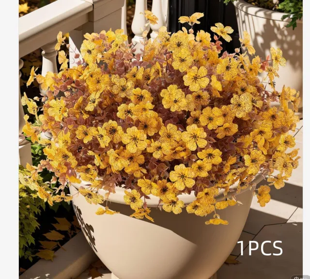 Artificial Brown Eucalyptus Violet Plastic Fake Flower Decoration Ornaments Brown Eucalyptus Yellow - Shop at LoveMi