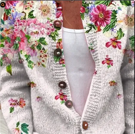 3D Digital Printing Cardigan Knitted Coat - Style1-M
