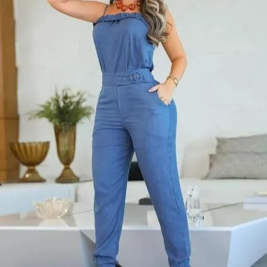Elegant Sling Casual Slim Fit Denim Suit Blue - Shop at LoveMi