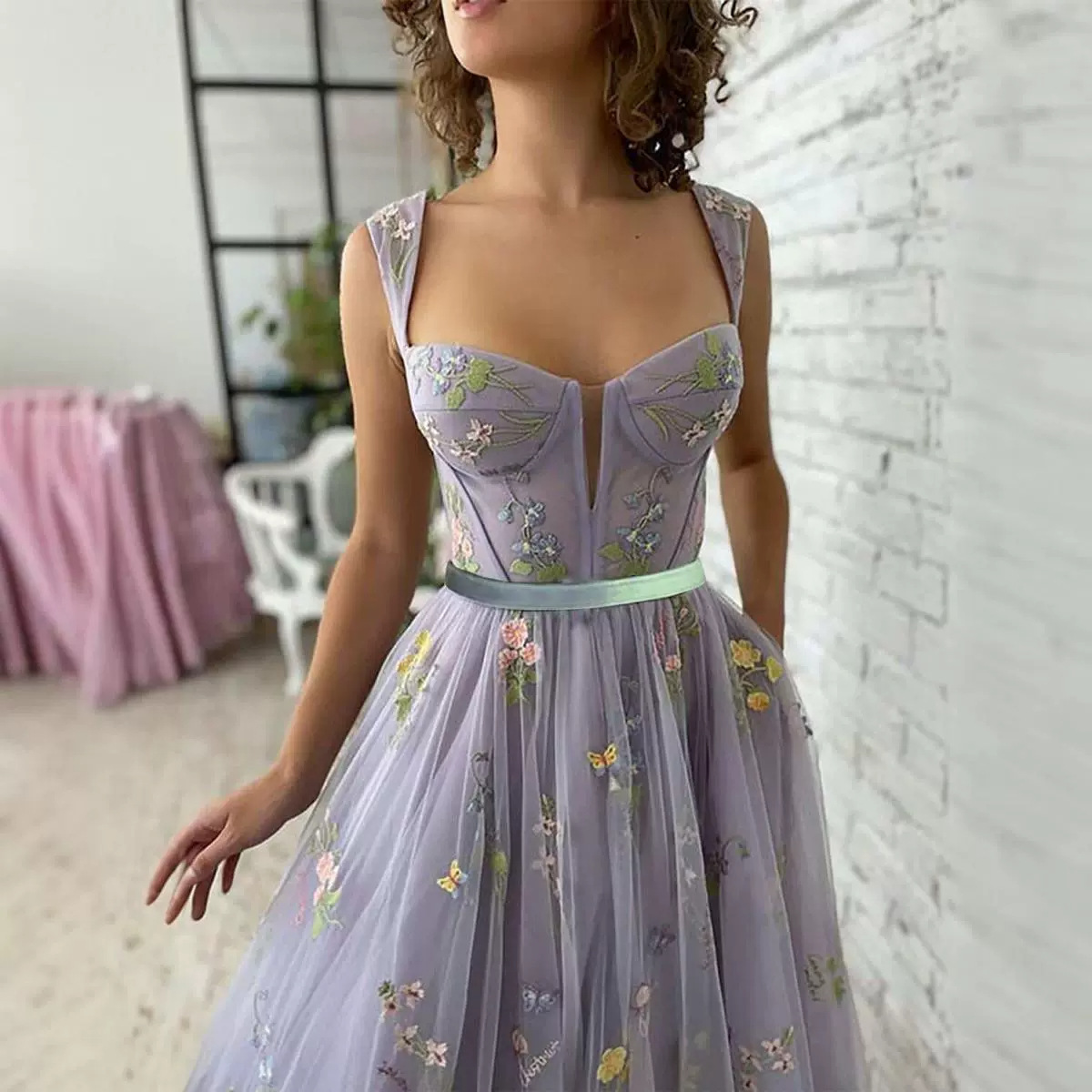 Floral Boho Formal Gown Dress