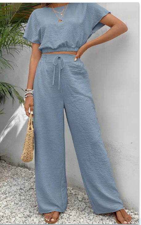 Top Baggy Straight Trousers Two-piece Set