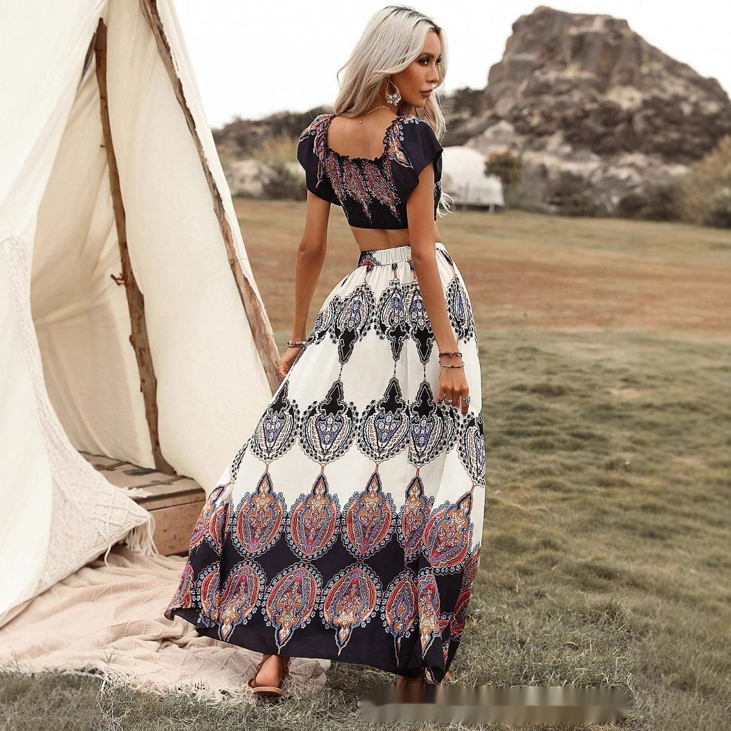 European And American Plus Size Women's Clothes New Fashion Printing Dress