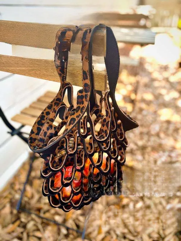 Folding Handbag Two-in-one Mesh Tote Bag - Leopard