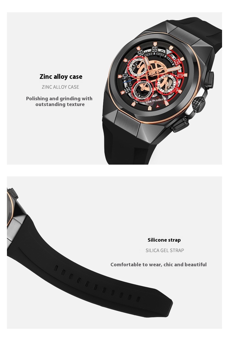 Skmei 9377 Quartz Watch with Silica Strap for Men