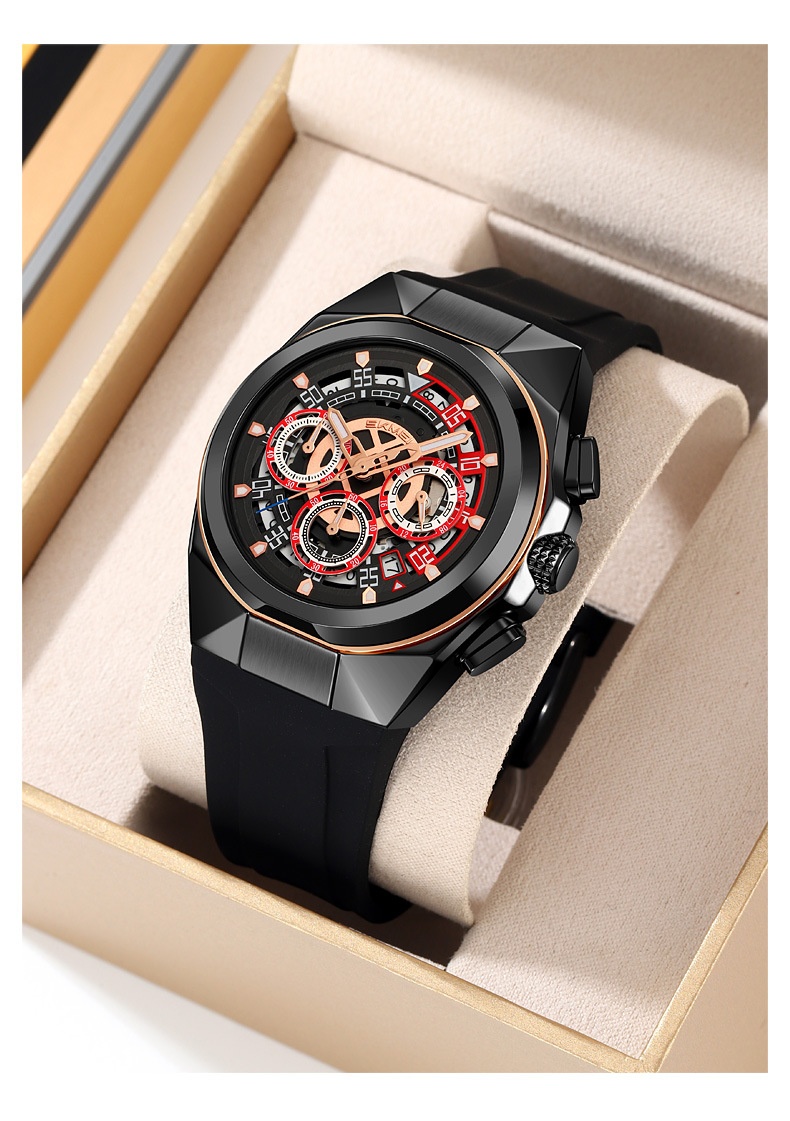 Skmei 9377 Quartz Watch with Silica Strap for Men