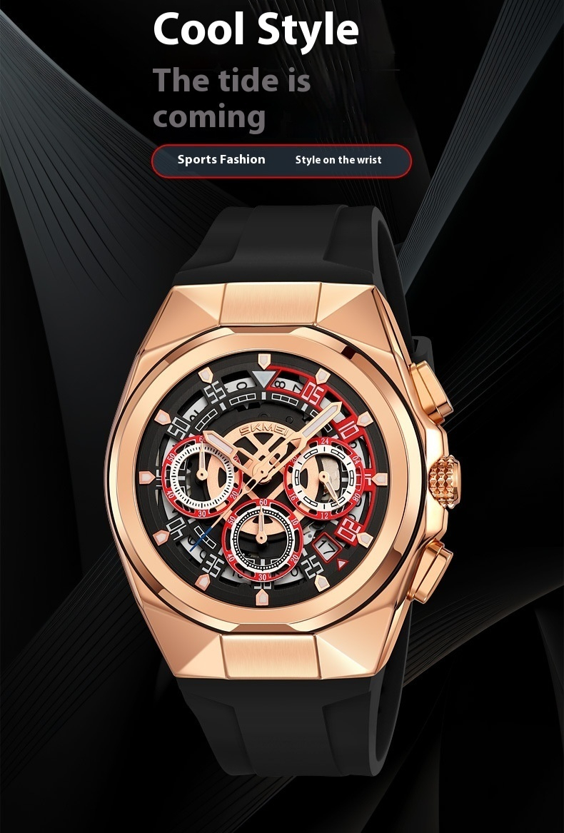 Skmei 9377 Quartz Watch with Silica Strap for Men