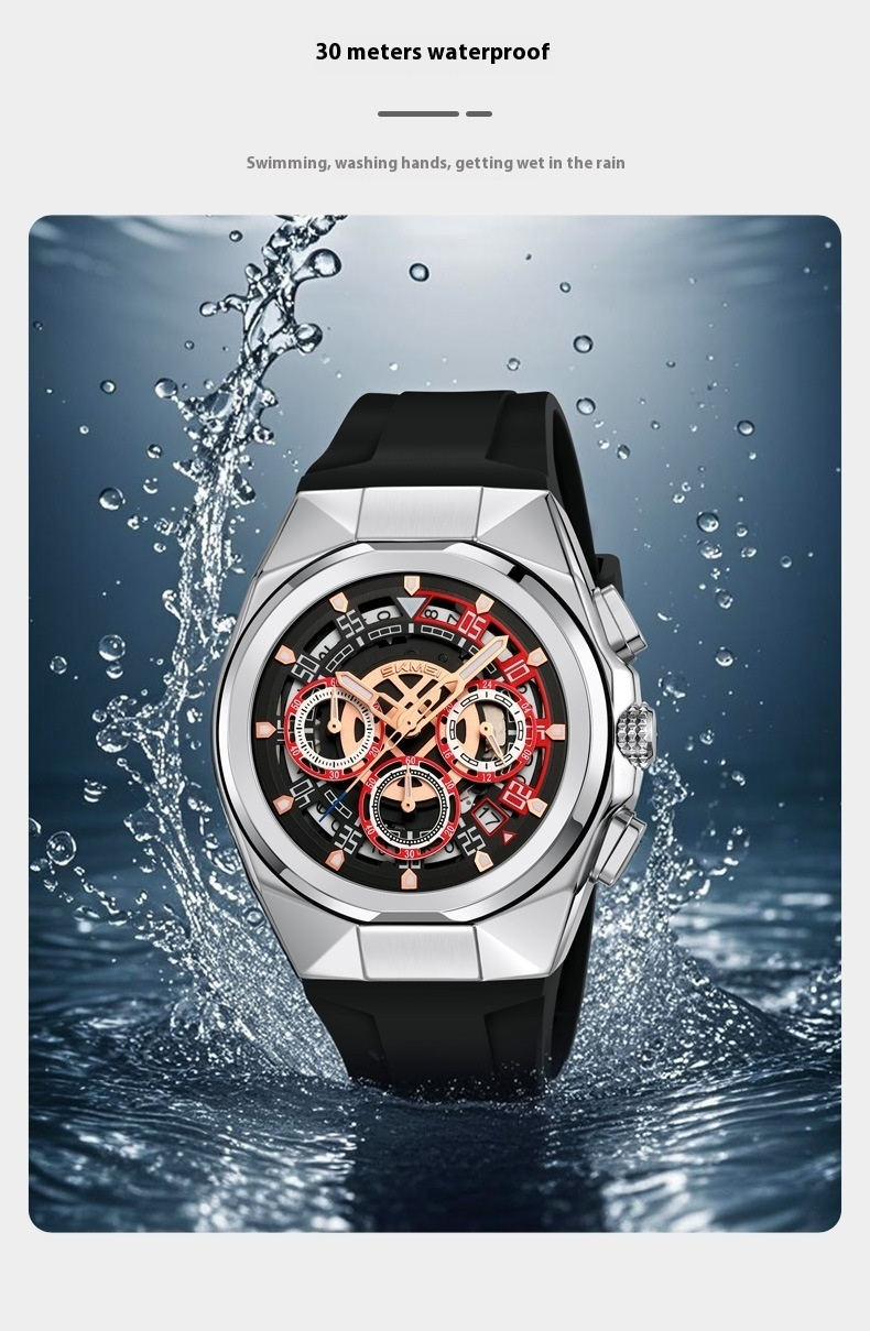 Skmei 9377 Quartz Watch with Silica Strap for Men